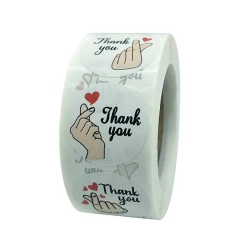 Новинка 500 шт. 1 дюйм наклейки с надписью Love Gesture Thank You | Канцтовары для офиса и дома