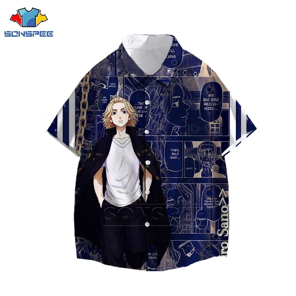 

Japan Cartoons Manga Tokyo Revengers Manjiro Sano Shirt 3D Printed Cool Hawaiian Shirts Summer Casual Beach Oversized Shirt Tops