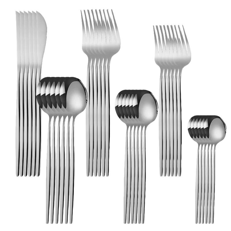 

36pcs Silver Dinnerware Gold Silverware Cutlery Set 304 Stainless Steel Luxury Flatware Home Fork Spoon Knife Kitchen Dinner