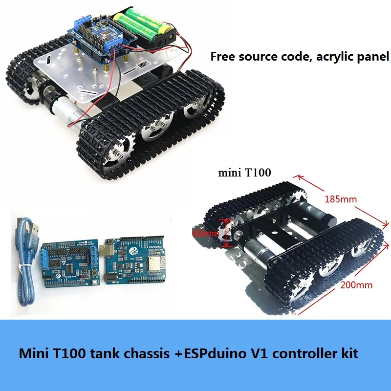 Металлический радиоуправляемый робот бак с корпусом + контроллер ESPduino V1 DIY для