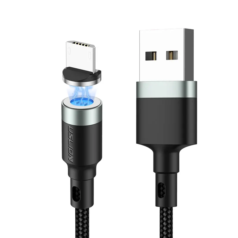 Grey USLION, 3 А, быстрая зарядка, USB кабель, микро Тип C, магнитный, для мобильного телефона, магнитный, для передачи данных, USB, зарядное устройство для Xiaomi, samsung, для Iphone 11, XR - Цвет: Grey