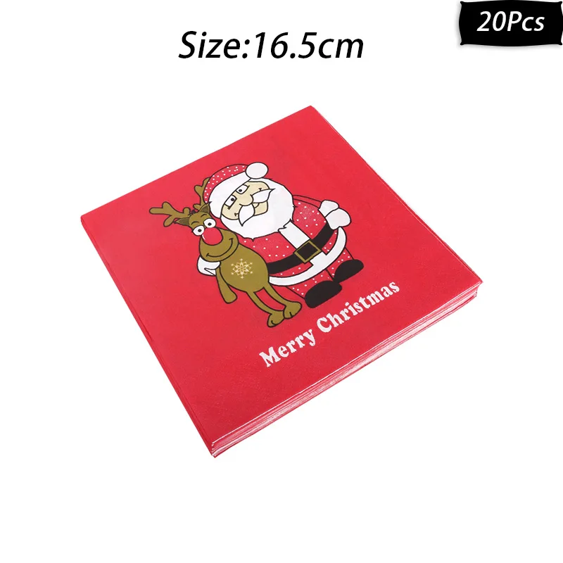 20pcs napkins-A Рождественские обертки для выпечки кексов, новогодние вечерние Декор кекса, украшения для рождественской вечеринки, Санта-торт-снеговик - Цвет: 20pcs napkins-A