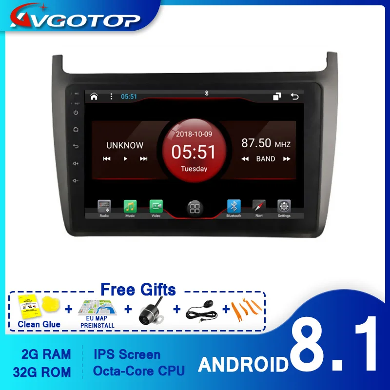 Автомобильный DVD-плеер AVGOTOP с GPS для VOLKSWAGEN POLO 2012-2012 мультимедийный проигрыватель