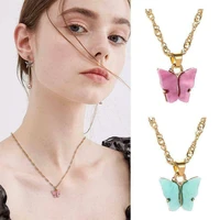 2021new cute butterfly pendant necklace women summer popularitycolor butterfly earring necklace jewelry fashion gift collar