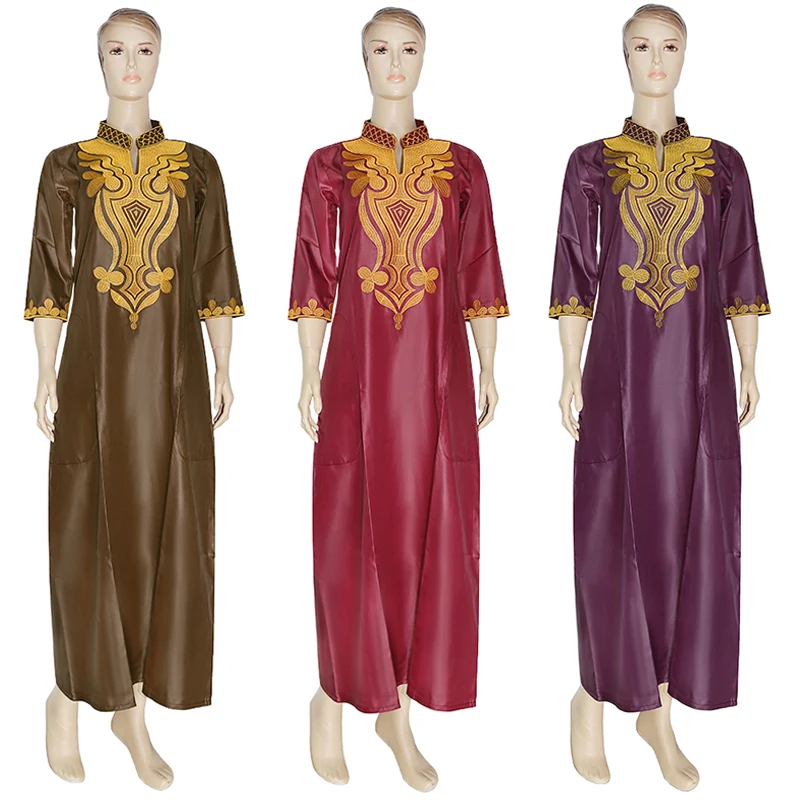 

MD 2021 African Dresses For Women Embroidery Long Dress Dashiki Clothes Plus Size Lady Wedding Party Maxi Dress Robes Africaines