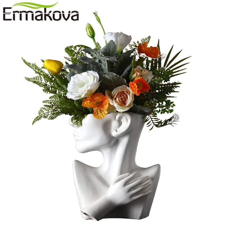 

Nordic Ceramics Vase Human Head Abstract Half Body Flower Pot Flower Arrangement Human Face Modern Home Decoration