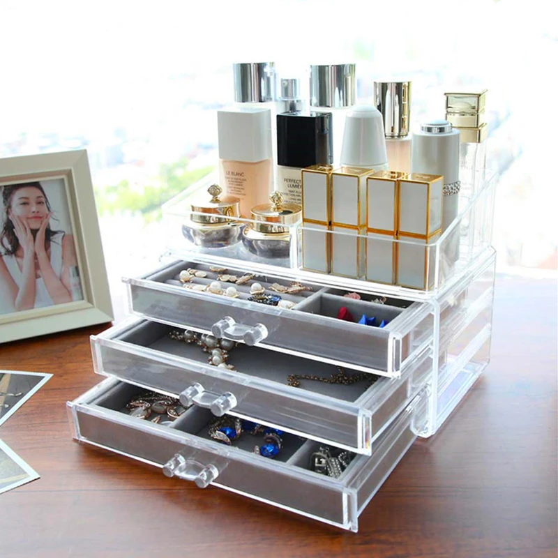 Ящик для хранения косметики туалетный столик настольный органайзер Женский