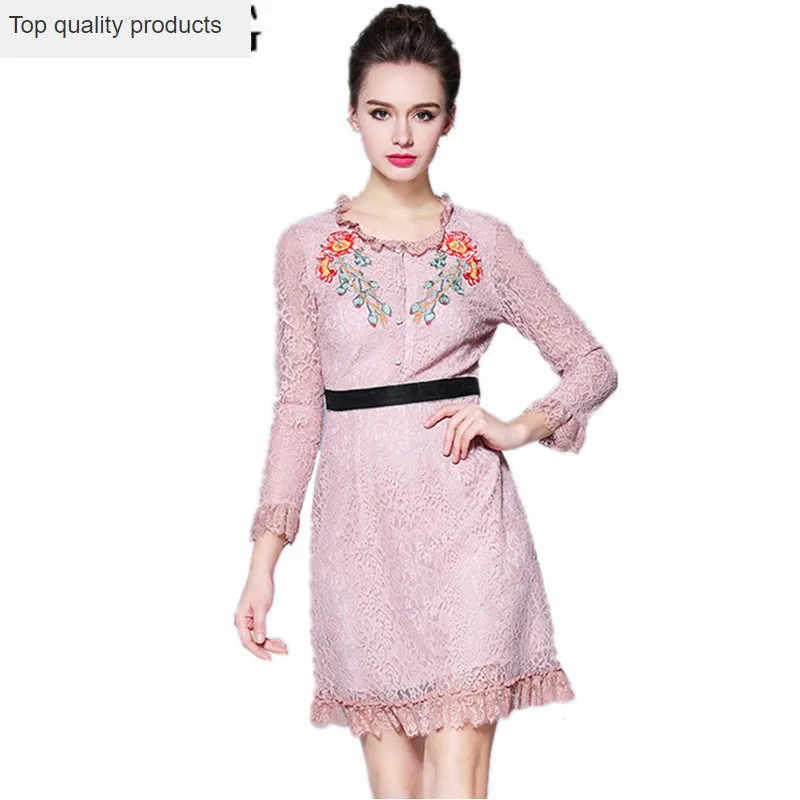 Кружевное женское платье 2020 весна лето вечернее с вышивкой элегантное размера