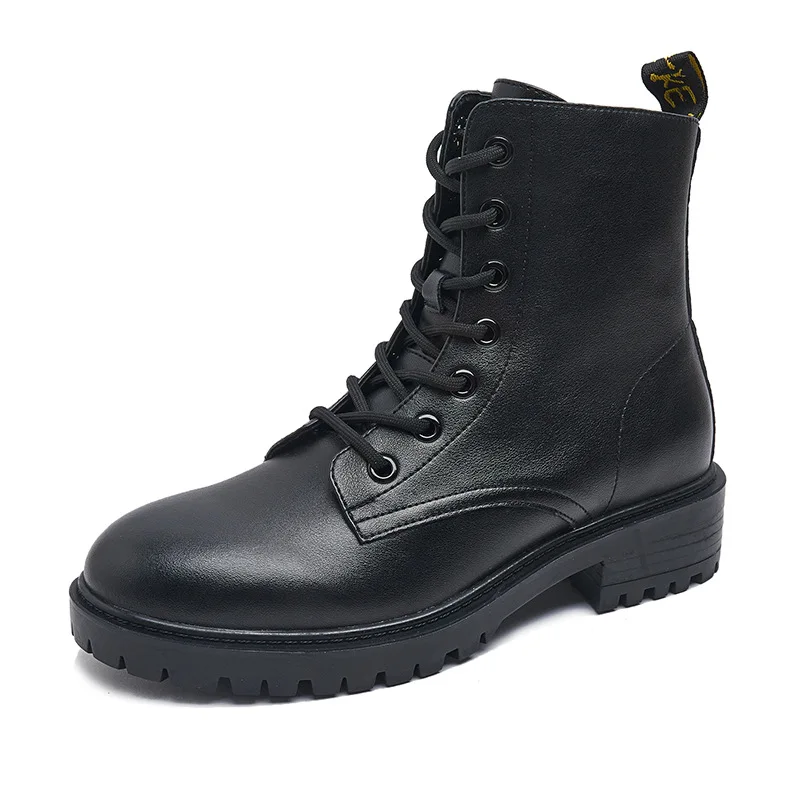 

Women Fashion Motorcycle Martin Genuine Leather Boots Ladies Winter Warm Shoes