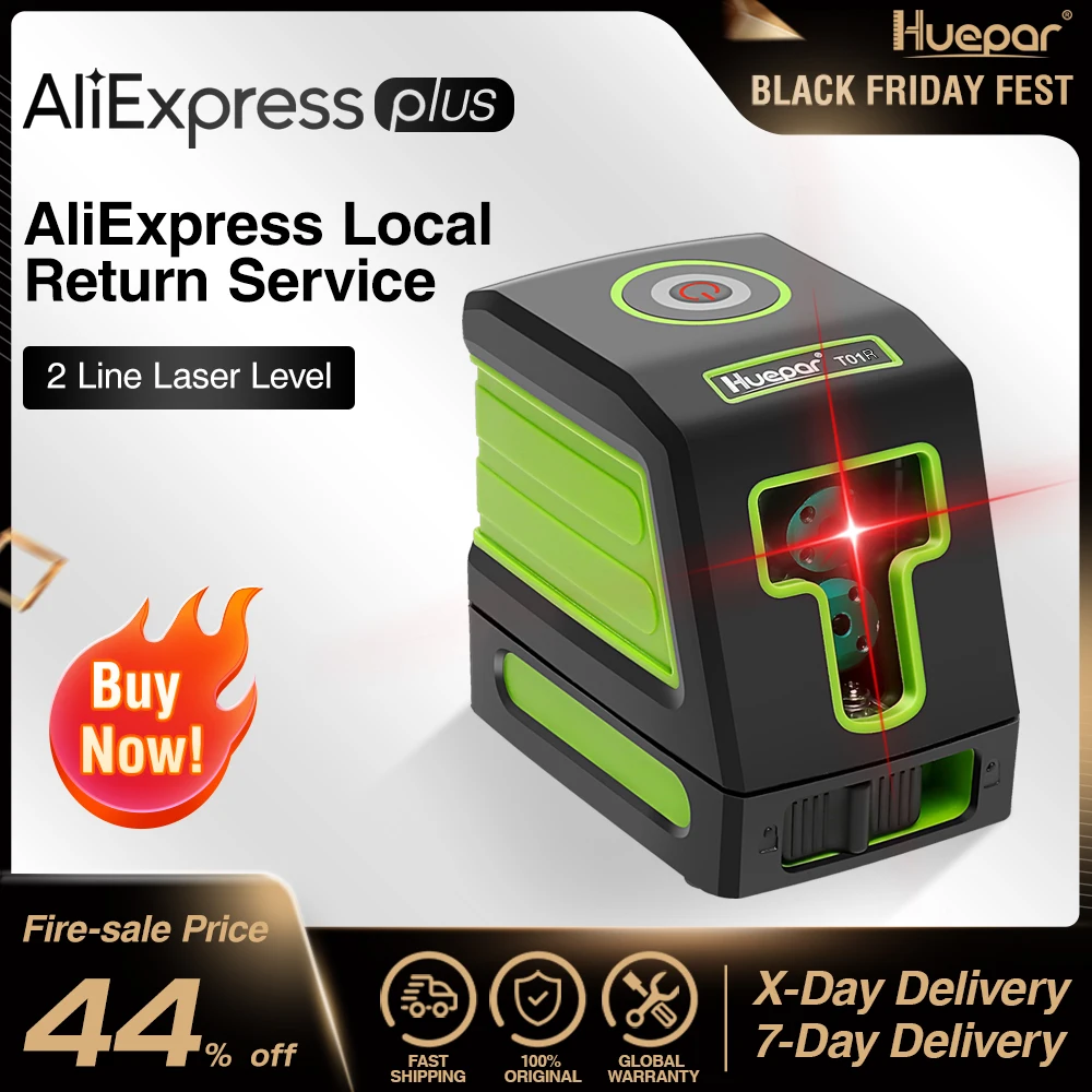 Huepar Самонивелирующиеся вертикальные и горизонтальные лазеры Red Beam Cross Line Laser Level