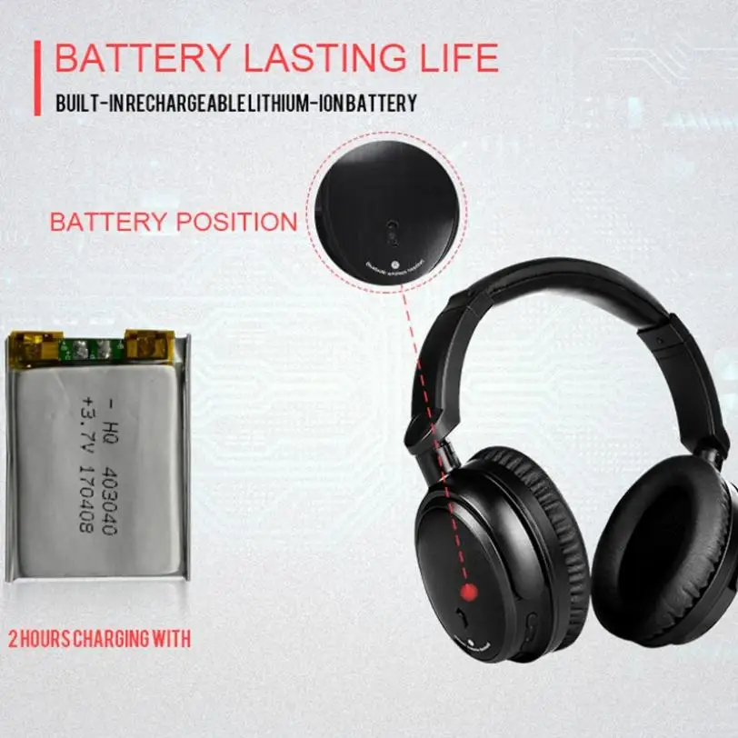 

V6S Bluetooth 4.0 Wireless ANC Active Noise Reduction Headphone Bass Stereo Game Music Handset for Ipad Xiaomi Huawei Smartphone