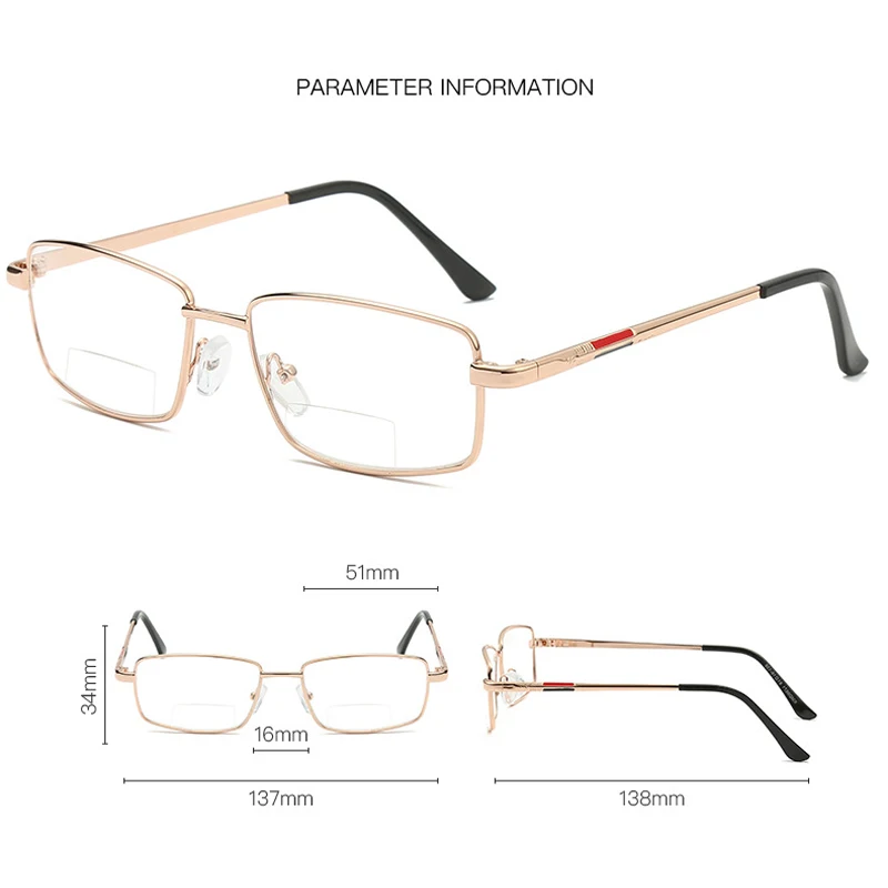 

iboode Retro Aspheric Full Reading Glasses Frame Titanium Alloy Double Light Men Women Reader Eyeglasses +1.0 1.5 2.0 2.5 3 3.5