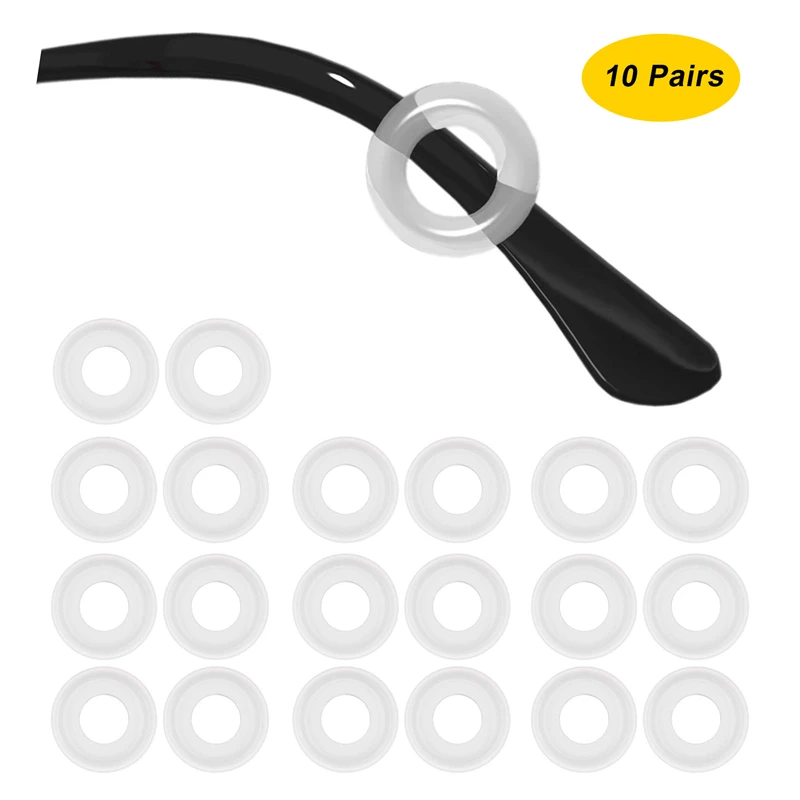 

10 Pair Eyeglass Temple Tips Sleeve Retainer Silicone Anti-slip Round Holder Retainers for Sunglasses Reading Glasses Eyewear