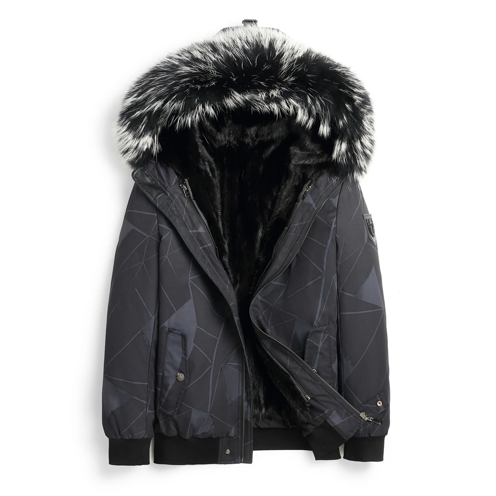 

Real Fox Trimmed Collar Natural Mink Fur Lining Men Winter Warm Real Fur Clothing Fur Parkas