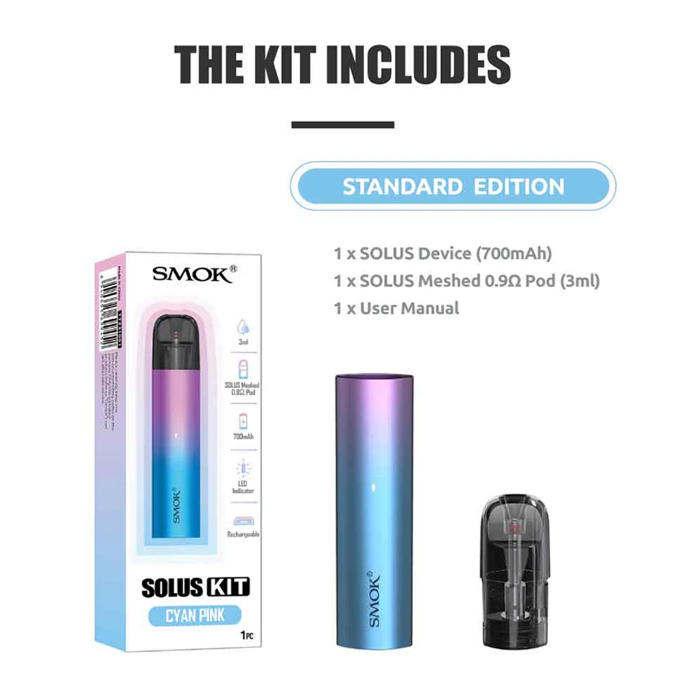 NEW! Original SMOK SOLUS Pod Kit Vaping Electronic E Cigarette Vape with 700mAh Battery Solus Cartridges Coils VS NOVO 4 Nord |