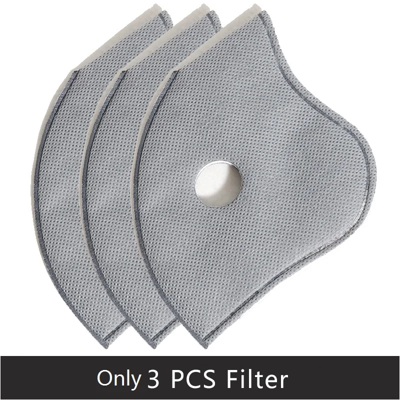 Only 3 pcs Filters PM2.5 анти-Дымчатая унисекс маска для рта анти-загрязнения дышащая Беговая Половина лица маска для рта Анти-пыль велосипедная маска для лица - Цвет: Only 3 pcs Filters