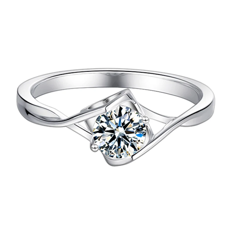 0.5ct 5 0 мм VVS1 кольца с муассантом сертификатом круглой блестящей огранки 925