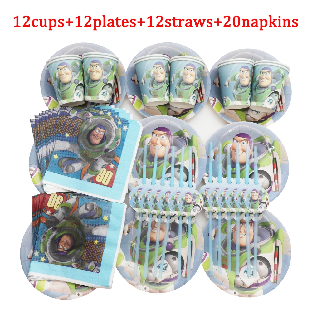 Disney Cartoon Toy Story Disposable Cups Plates Tableware 56/36 Pcs Baby Shower Birthday Party Decoration Hot Sale Supplies