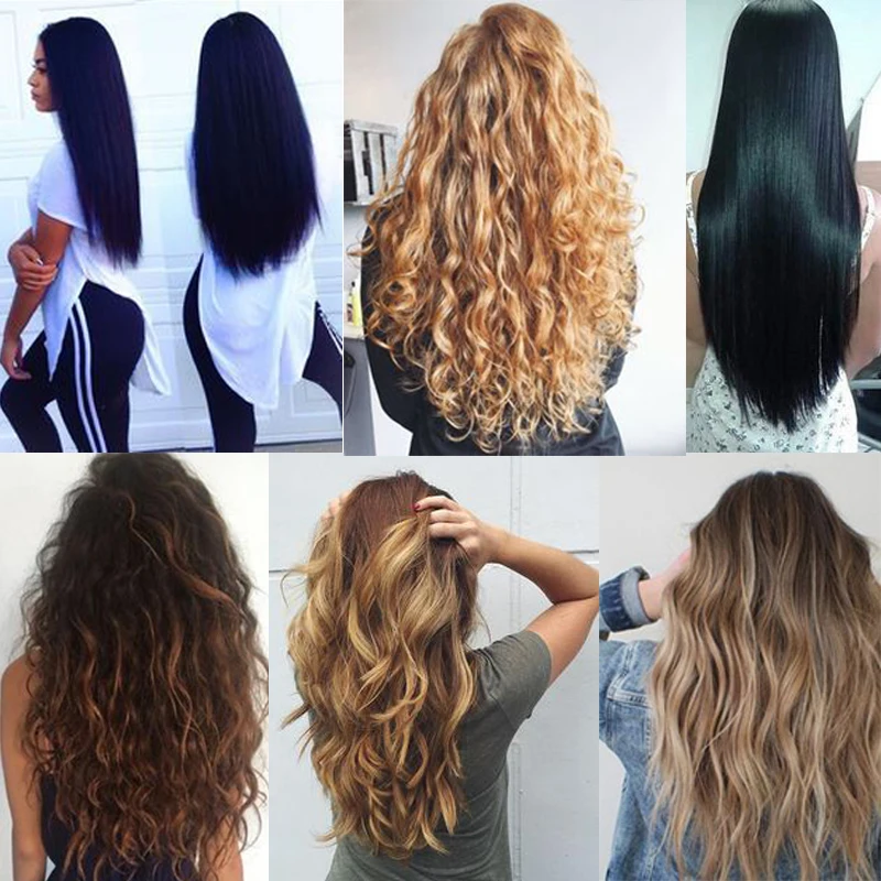 XUANGUANG Natural Synthetic Halo Hair Extensions No Clip In Artificial Fake Ombre Blonde Brown Black Red Wavy False Piece | Шиньоны и