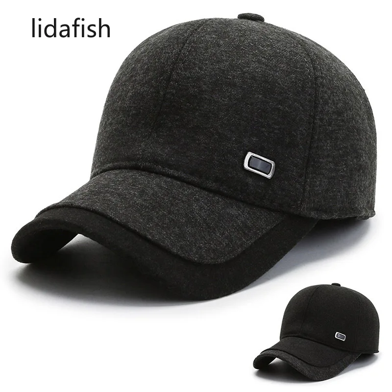 

lidafish Fashion Men Winter Baseball Caps Ear Protection Cotton Snapback Hats Outdoor Winter Warm Dad Cap Casquette Gorras Bone