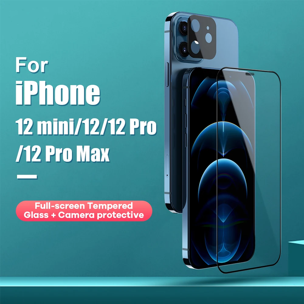 

Glass for iPhone 12 NILLKIN 2-in-1 HD Full Screen Tempered Glass Anti-Scratch Camera Protector for iPhone 12 Pro Max Mini