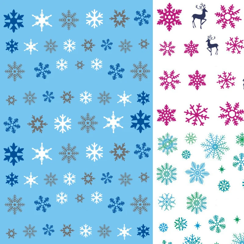 

5 Sheets Mix Color Water Transfer Nail Stickers Christmas Theme Pattern Deer Snowflake Image Tips Nail DIY Decoration Decal