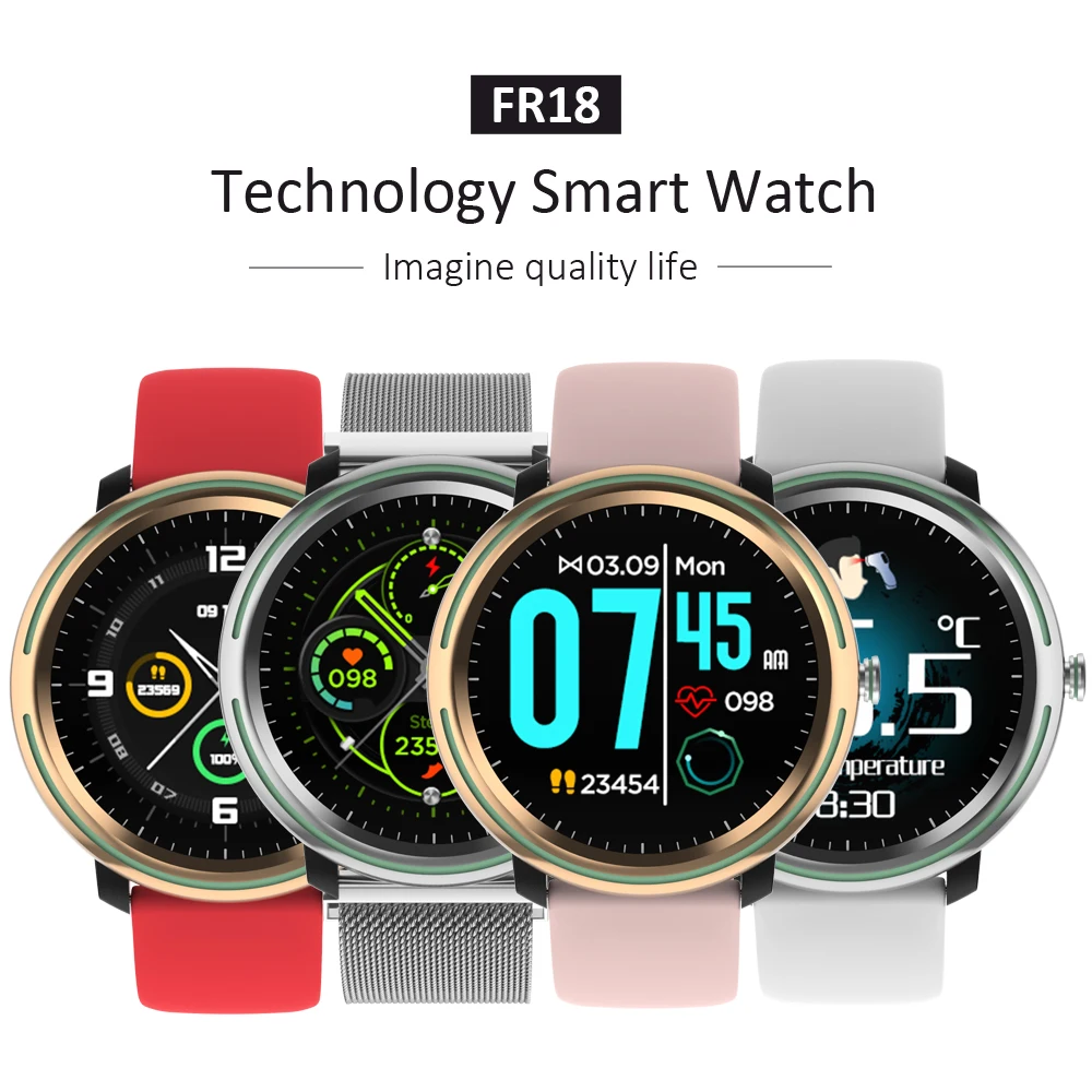 FR18 мужские смарт часы с датчиком температуры тела напоминанием о кровяном