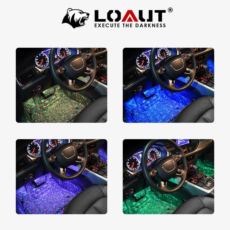 Звездный светильник для ног автомобиля 7 цветов неоновый атмосферный салона