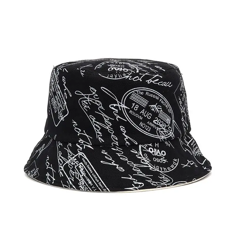 

LDSLYJR Cotton print Letter Number Bucket Hat Fisherman Hat Outdoor Travel Hat Sun Cap Hats for Men and Women 396