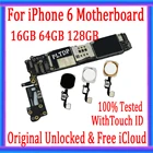 Материнская плата 16 Гб 64 Гб 128 ГБ для iphone 6 4,7 дюйма с Touch IDбез Touch ID, оригинальная разблокированная логическая плата, Бесплатная плата iCloud