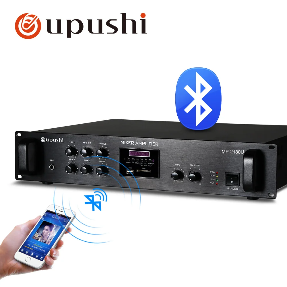 Oupushi Professional bluetooth broadcast amplifier support USB/CD card playback | Home Theater Amplifiers