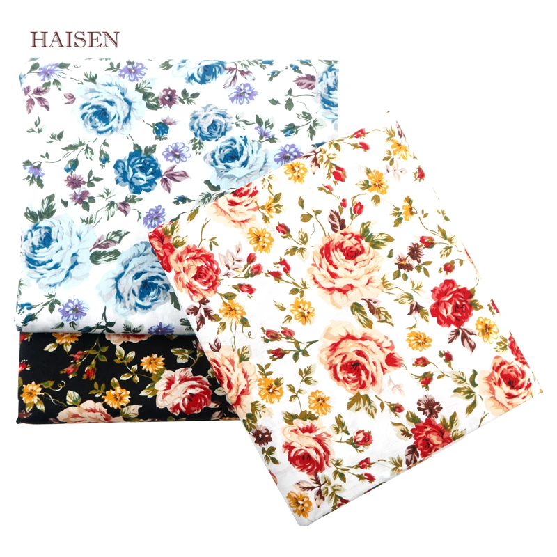 Простая хлопчатобумажная ткань Haisen в стиле розы с принтом сделай сам квилтинг и