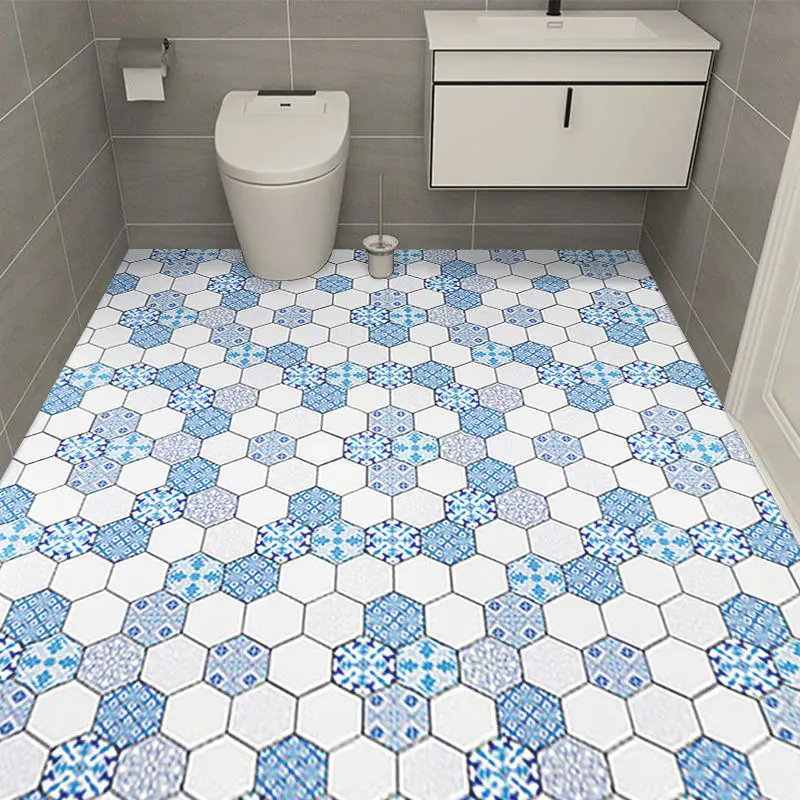 

Floor sticker self-adhesive toilet bathroom waterproof floor sticker non-slip balcony bathroom kitchen tile floor tile sticker w