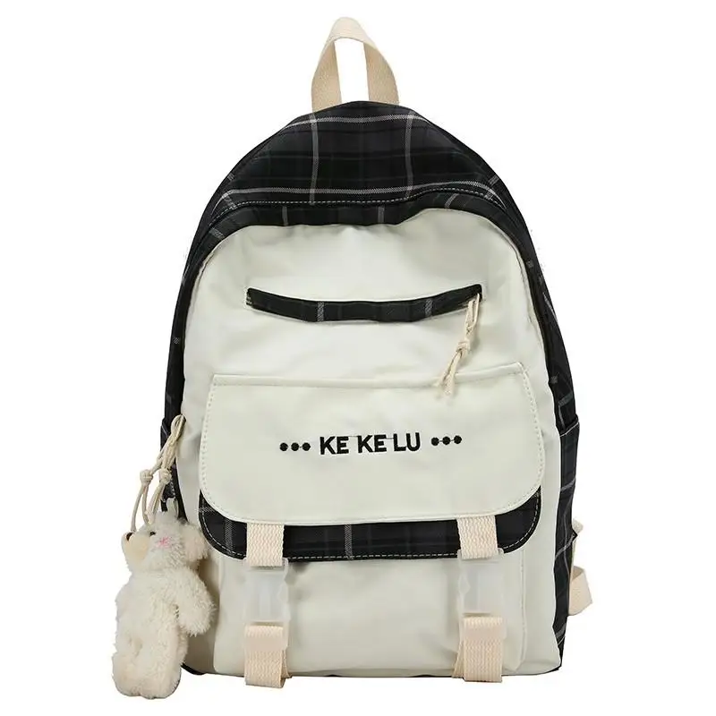 

New Canvas Fashion Women's Backpack Plaid Bookbags For Teenage Girls Large Capacity Lightweight Travel Backpacks