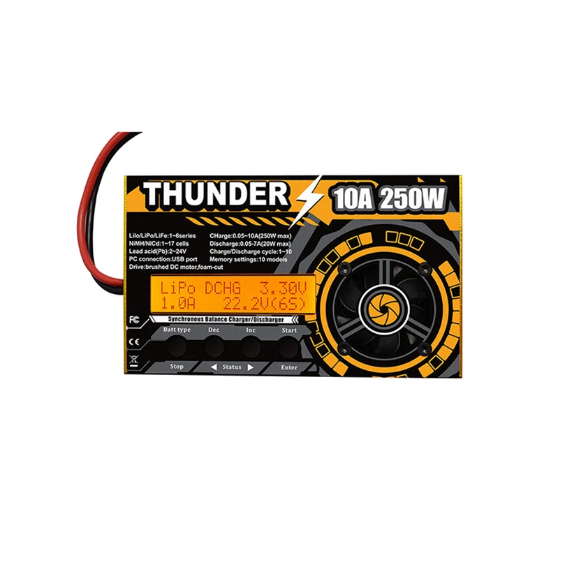 

HOTA Thunder 250W 10A DC Balance Charger Discharger Smart Balanced High Power RC Charger for LiPo/LiFe/Lilon 1-6S Battery