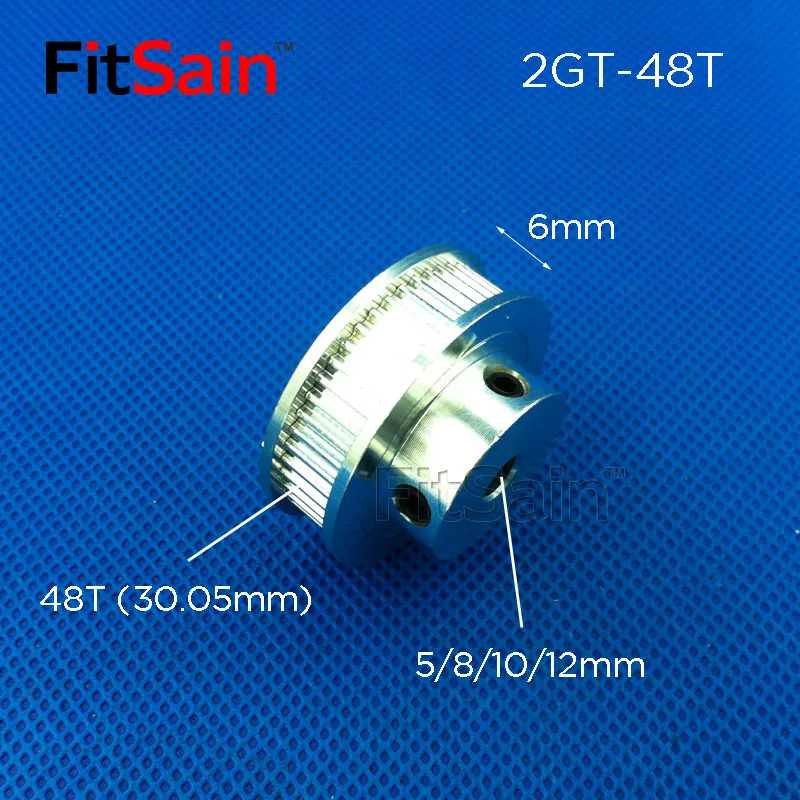 Фото FitSain-2GT 40T/48T/60T/80T Ширина 6 мм шкив из алюминиевого сплава коэффициент снижения привода синхронное центральное отверстие колеса 5/6/6.35/8/10/12 №3
