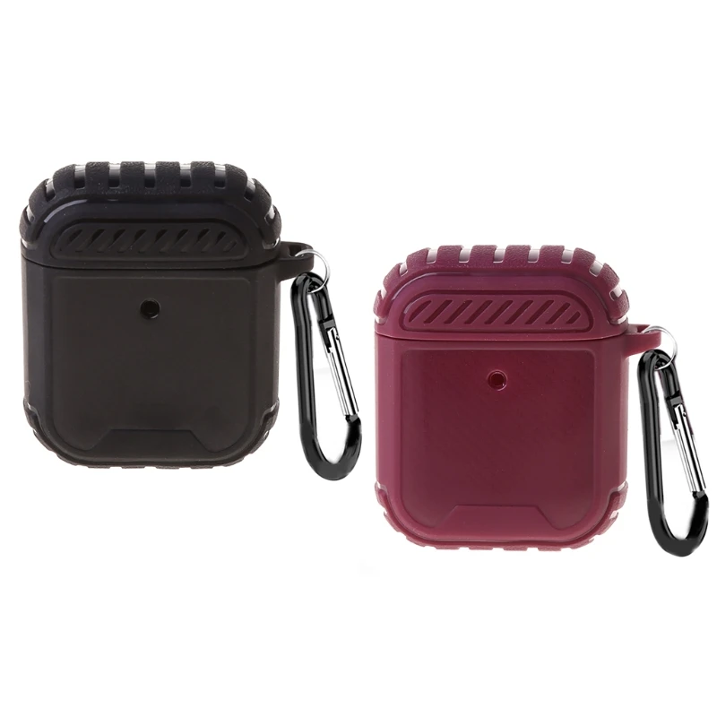 

Shockproof Solid Matte TPU Protective Case Compatible with AirPods 2 & 1, with Carabiner