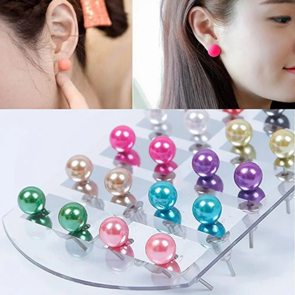 

12 Pairs Women Fashion Faux Pearl Round Ball Ear Studs Earrings for Party Earring Set 2021 Trend Earings Female Jewelry
