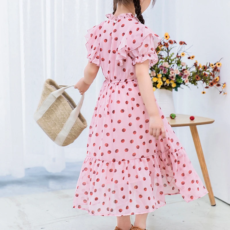 Повседневное длинное платье для девочек летняя одежда шифоновое с принтом в