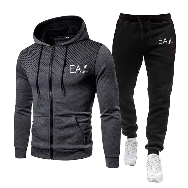

New Brand Men's Hoodie Set Sportswear Sweatshirt Zipper Set Hoodie + Sweatpants Jogging Men's Pullover 3XL Sports Suit Men 2021