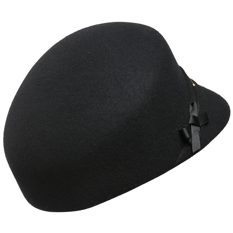 Black 57cm Sedancasesa, Кепка с козырьком, шерстяная фетровая шляпа для женщин, рыцарские английские шапки для верховой езды, модная женская шапка для осени и зимы - Цвет: Black 57cm