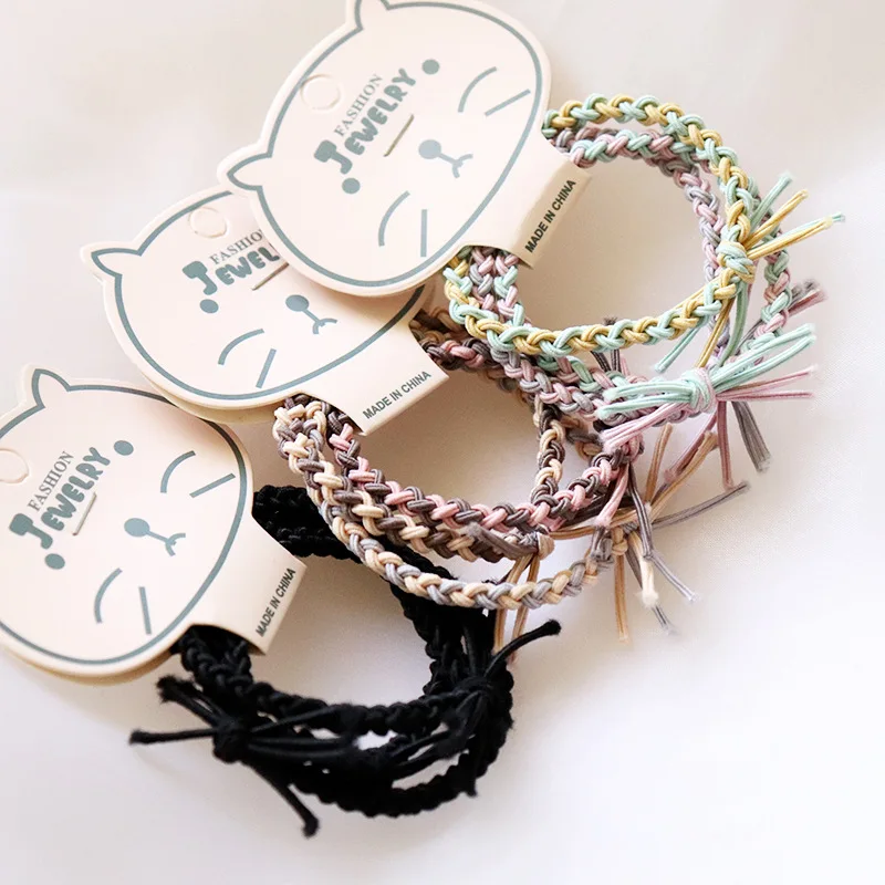 

3PCS/Set Two Color Twist Knot Hair Circle High Elasticity Simple Small Fresh Leather Band For Woman Girl Fashion Hair ornament