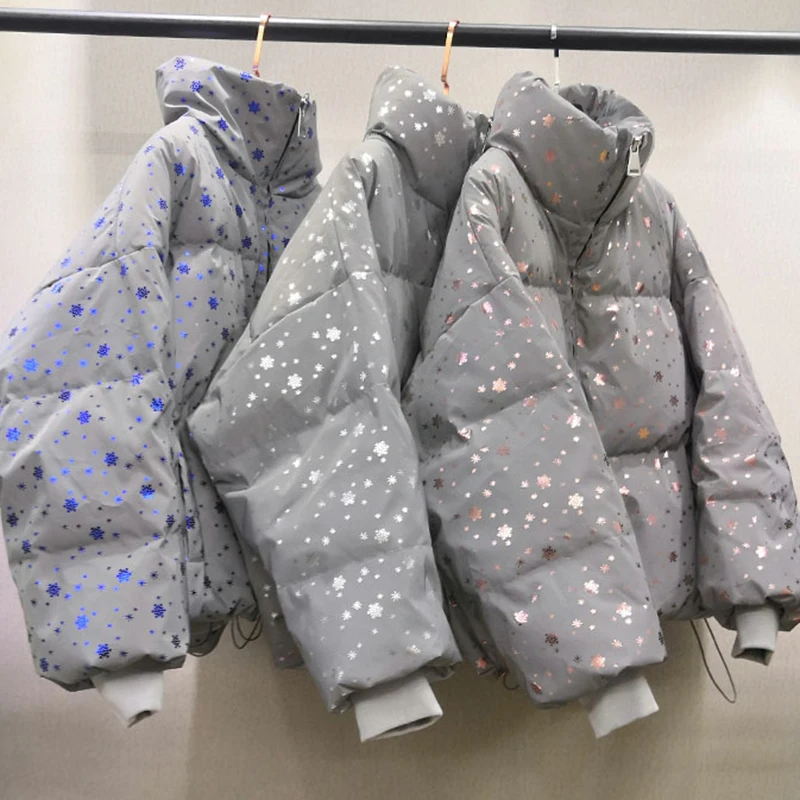 Зимняя женская уличная одежда пуховая парка светоотражающая куртка оверсайз