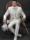 Мужской костюм с воротником-стойкой цвета слоновой кости, модный смокинг с вышивкой, благородный приталенный Блейзер (пиджак + брюки) без галстука-бабочки