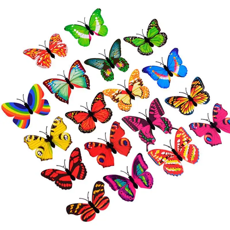 

3D Colorful LED Butterfly Night Light Stereo Simulation Butterfly Party Wall Sticker Double-sided Adhesive LED Night Light Lamp