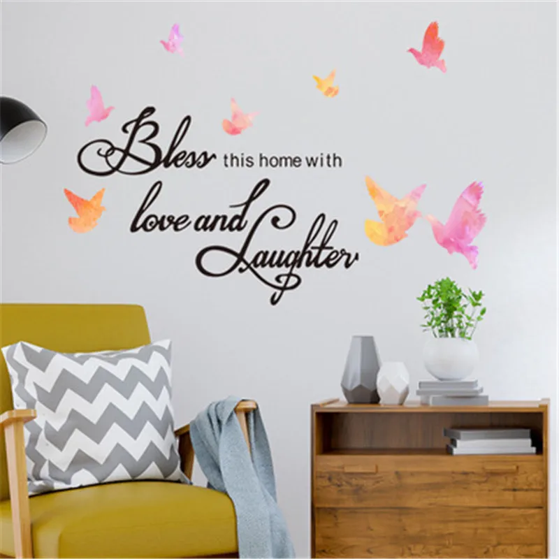 Благослови этот дом бабочка фразы Стикеры s домашнего декора гостиной