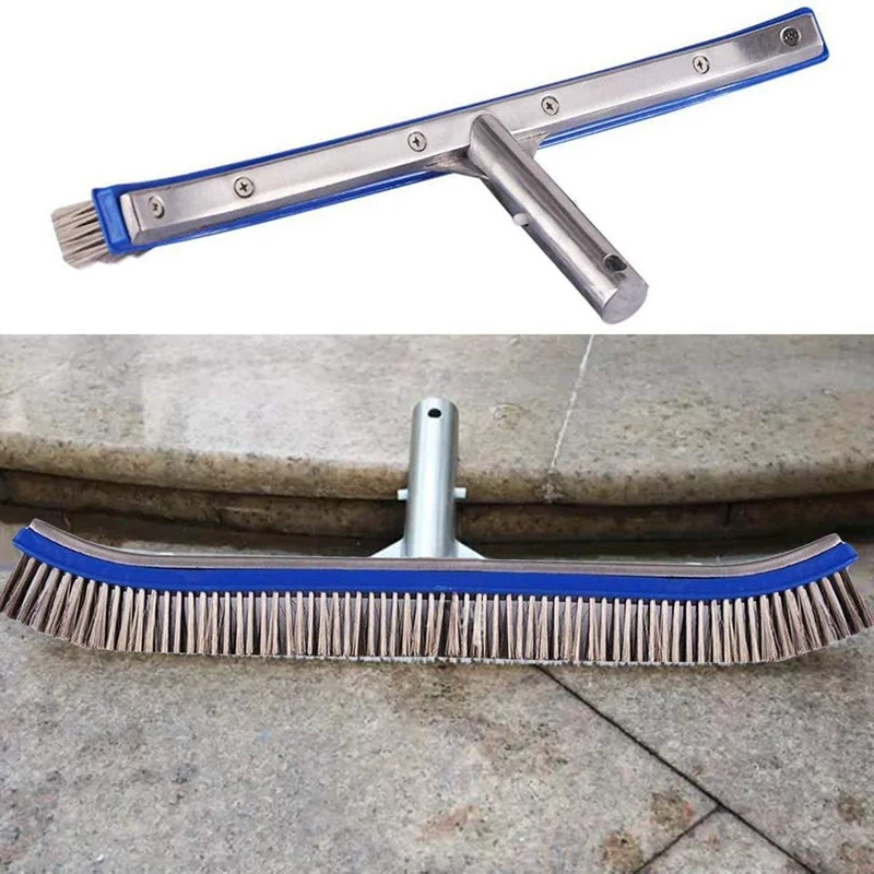 

18 Inch Aluminum Handle Wire Brush Swimming Pool Cleaning Brush Head Stainless Steel Granite Swimming Cleaning Tool