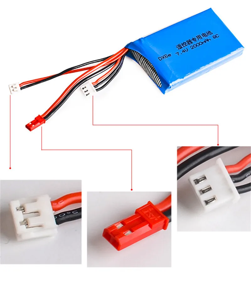 2S 7 4 V 2000MAH литий-полимерный аккумулятор JST Plug 1S Баланс разъем для Dx6e DX6 DX8 RC