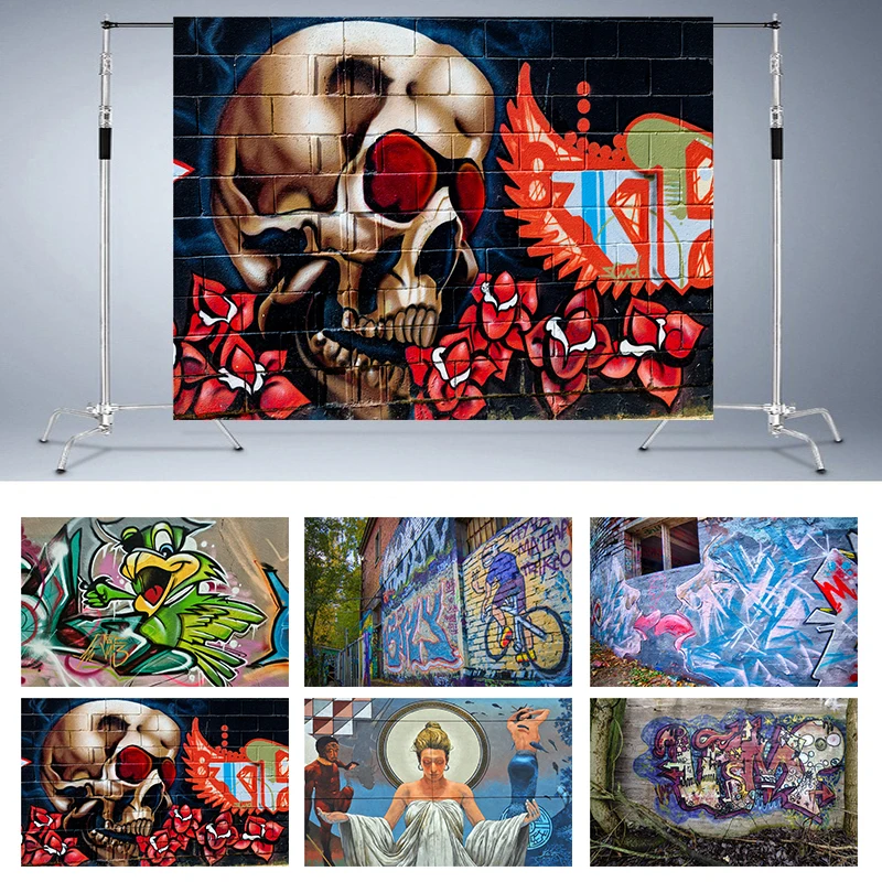 

Nitree череп птица портрет граффити кирпичная стена красочный мультфильм гранж фон фото студия реквизит фотография фон винил