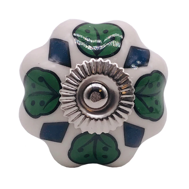 1 шт. керамическая роспись зеленый лист узор ручки и детской комнаты с выдвижными